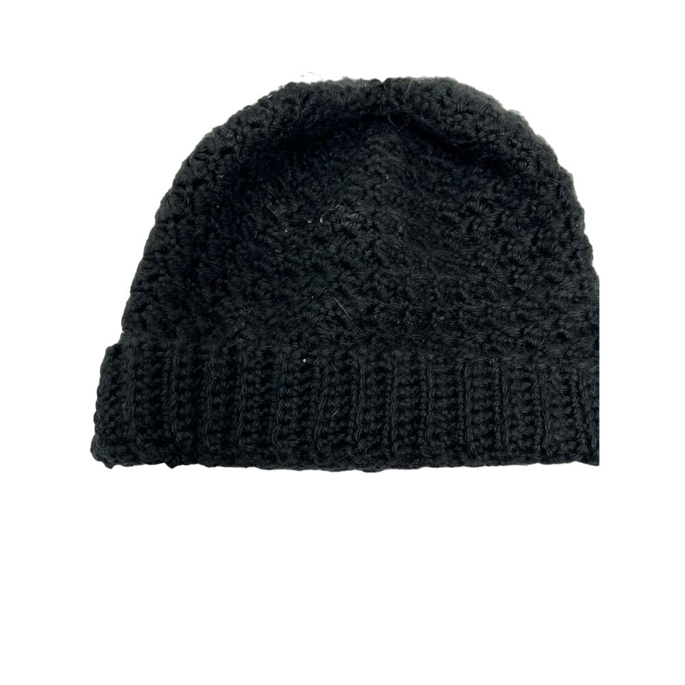 Black Acrylic Knit Beanie Cap